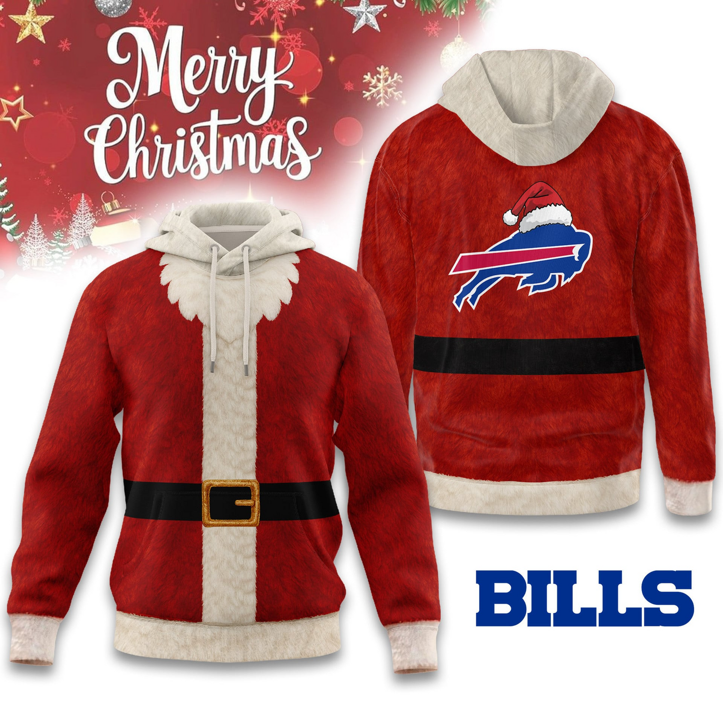 Premium NFL BUF Santa Claus Hoodie V1 NMD TTV