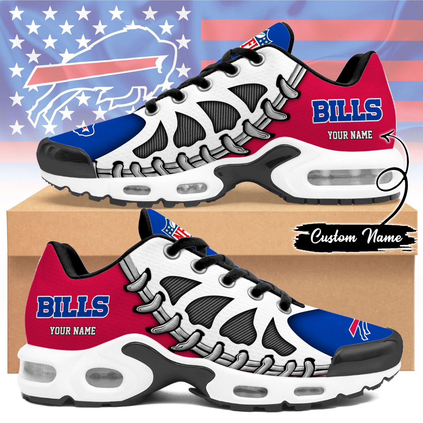 Premium NFL BUF Spine Rush Air Max Sneaker V4 NMD  TTV