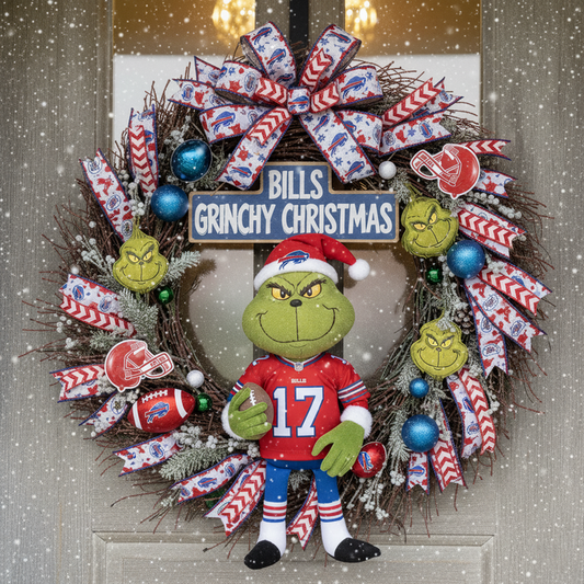 Premium NFL BUF x Grinch Holiday Door Wreath V1 NMD TTV