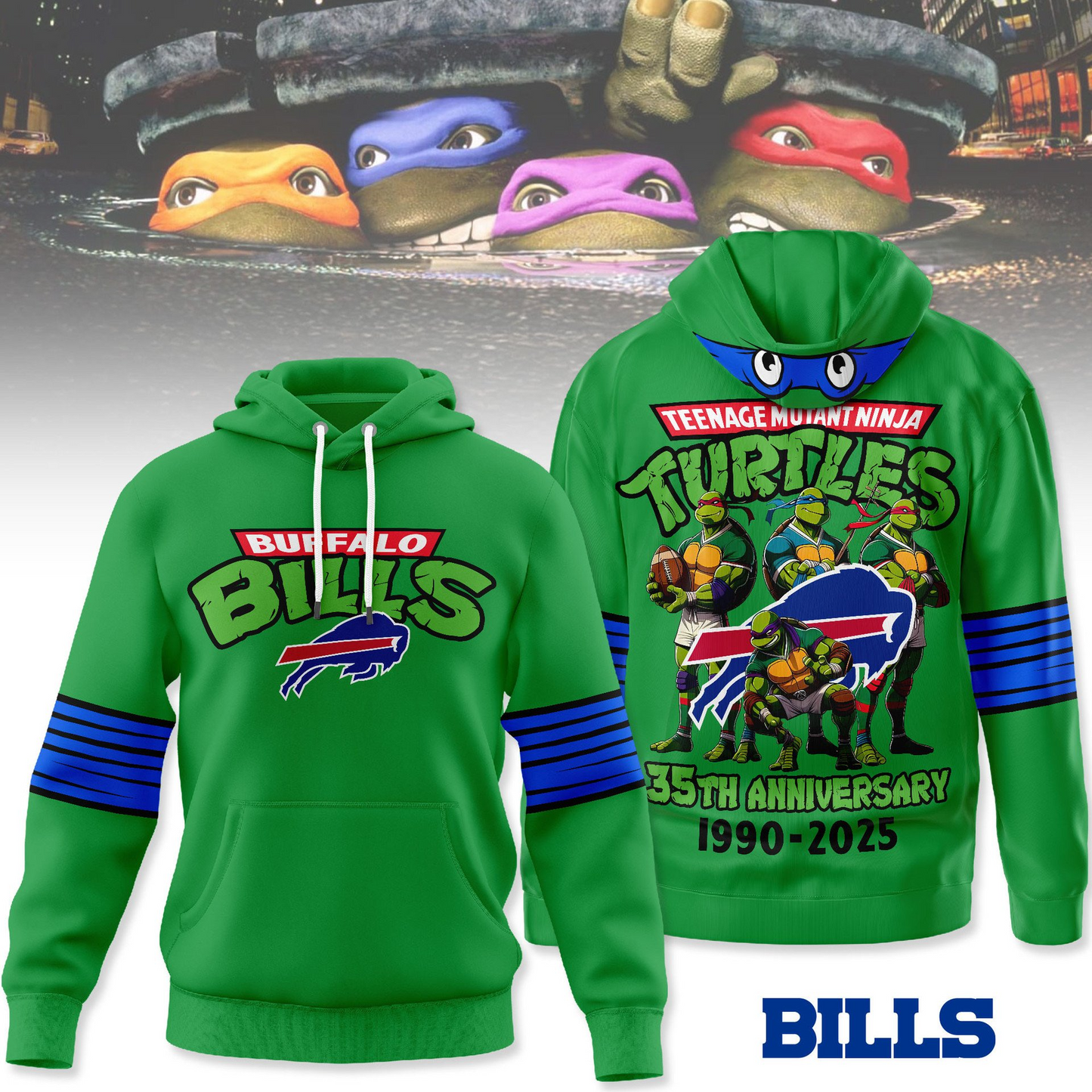 Premium NFL BUF x TMNT 35th Anniversary Hoodie V1 NMD TTV