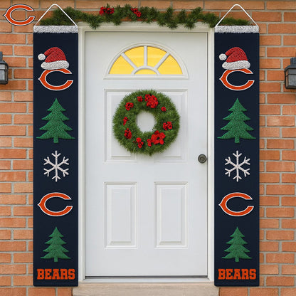 Premium NFL CHI Christmas Merry Christmas Porch Sign V1 NMD NHM