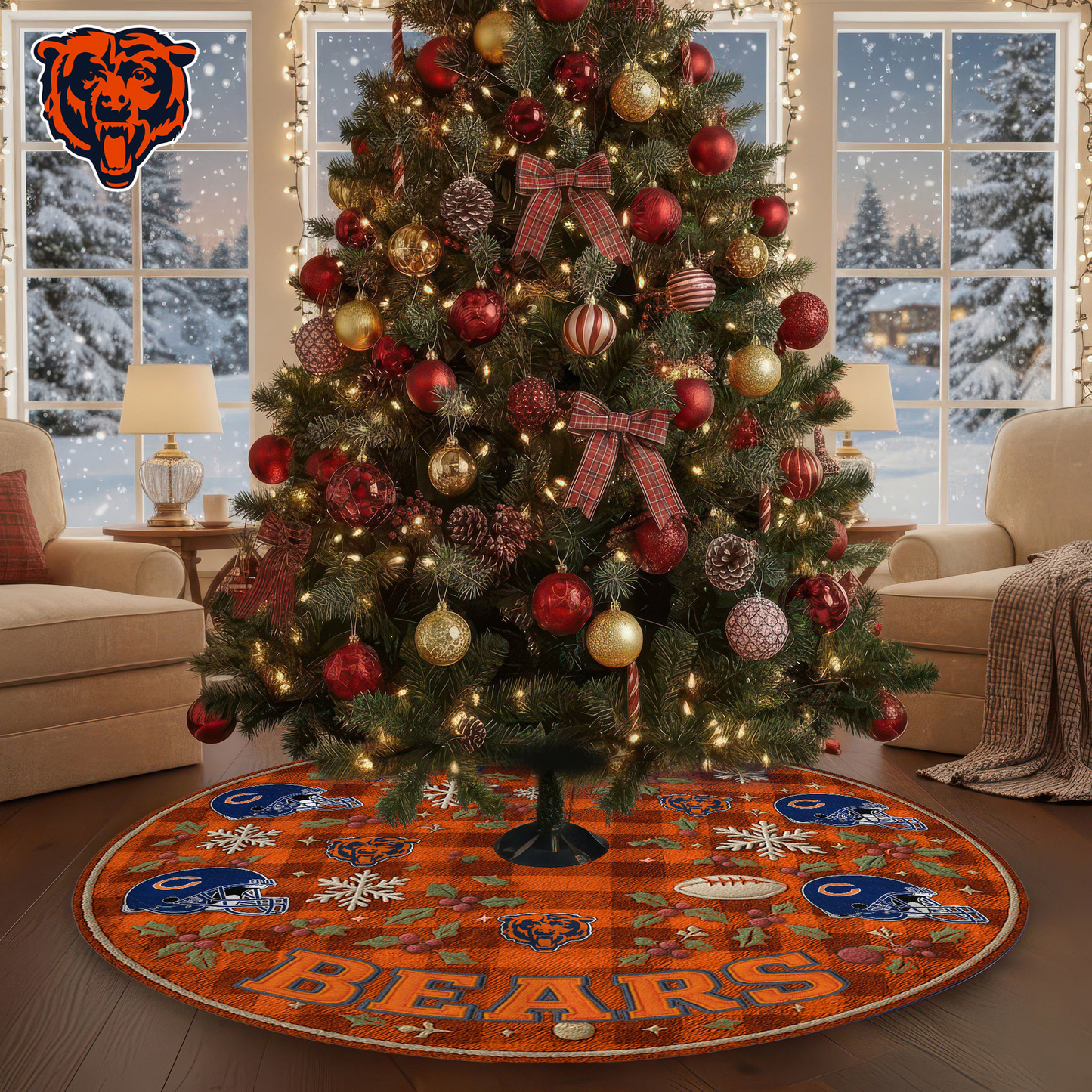 Premium NFL CHI Christmas Tree Skirt V1 NMD TTV