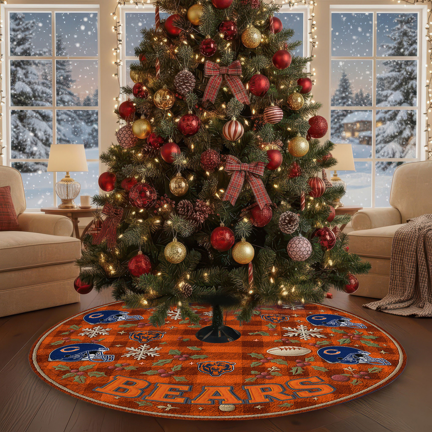 Premium NFL CHI Christmas Tree Skirt V1 NMD TTV