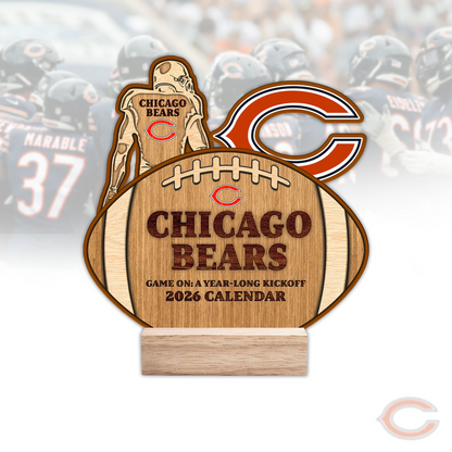 Premium NFL CHI Football Shaped 2026 Calendar V1 NMD TTV