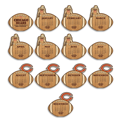 Premium NFL CHI Football Shaped 2026 Calendar V1 NMD TTV