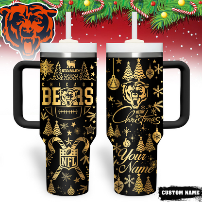 Premium NFL CHI Holiday Gold Tumbler V1 NMD TTV