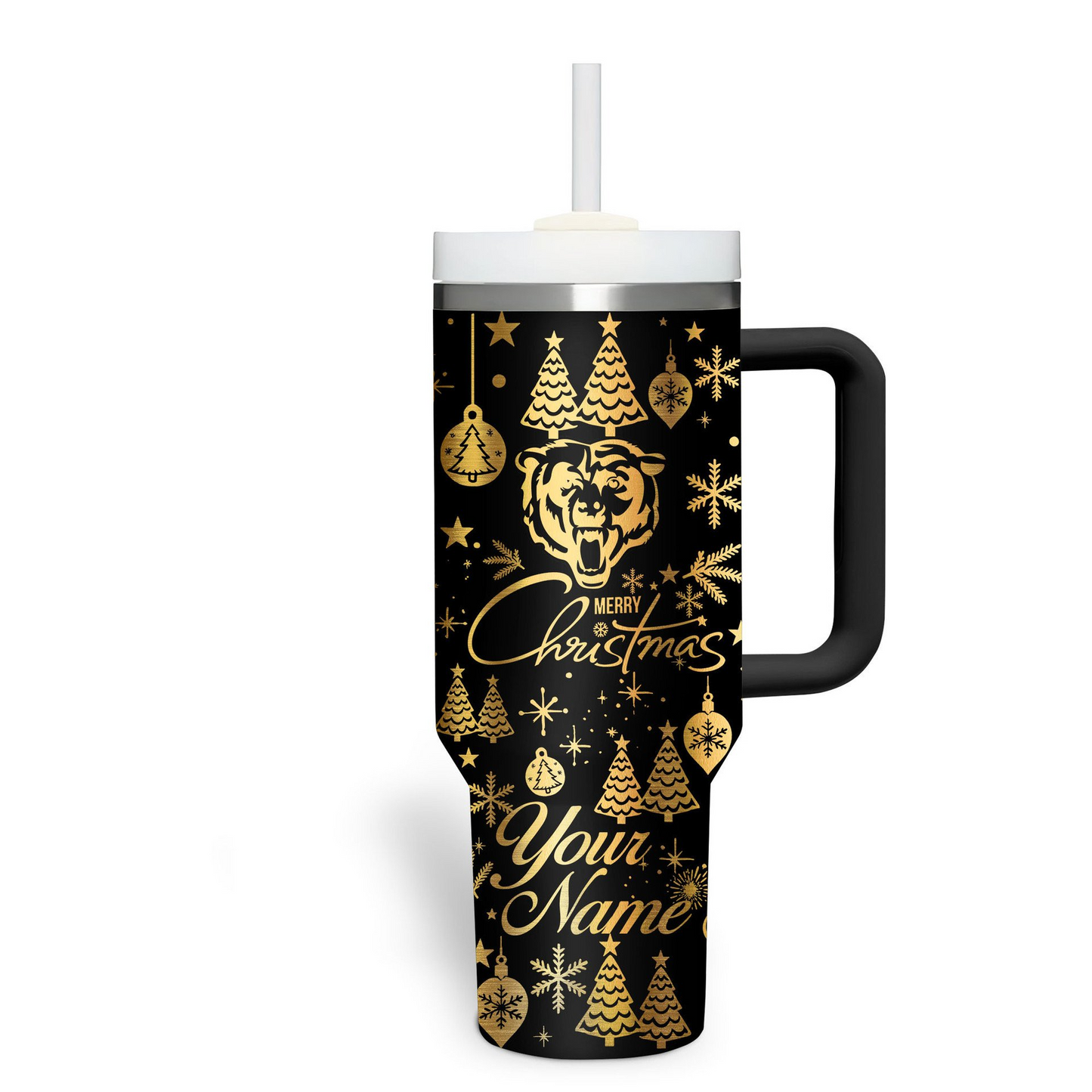 Premium NFL CHI Holiday Gold Tumbler V1 NMD TTV
