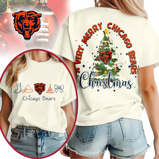 Premium NFL CHI Merry Christmas T-shirt V1 NMD NHM