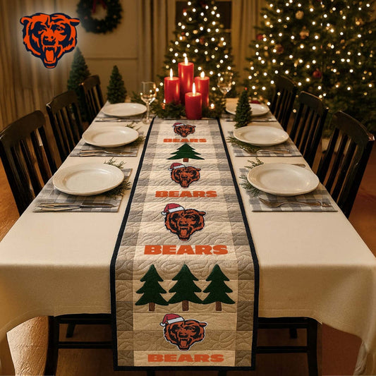 Premium NFL CHI Quilted Christmas Table Runner V1 NMD NHM