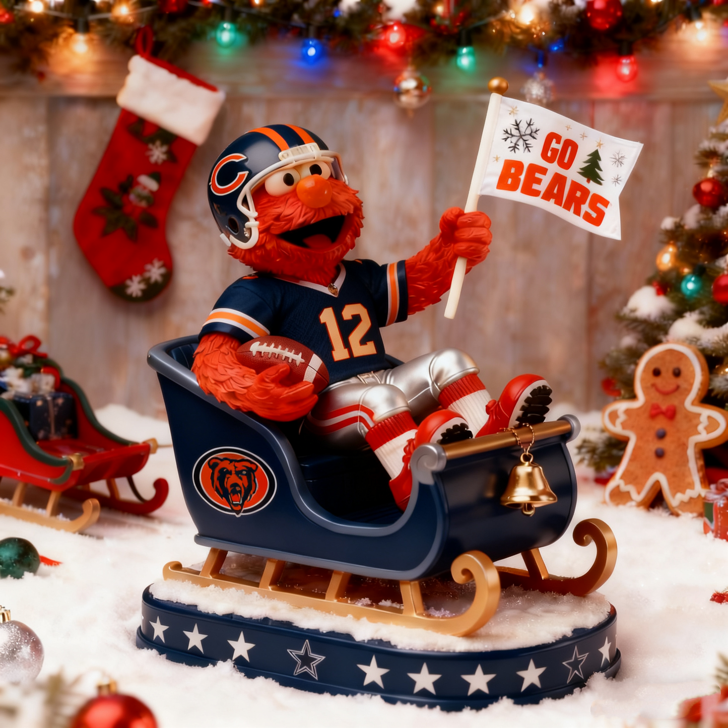 Premium NFL CHI x Elmo Christmas Arcylic Plaque V1 NMD 261125 TTV