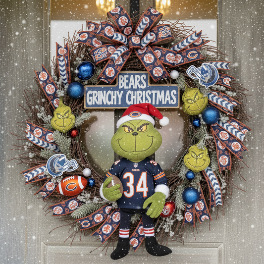 Premium NFL CHI x Grinch Holiday Door Wreath V1 NMD TTV