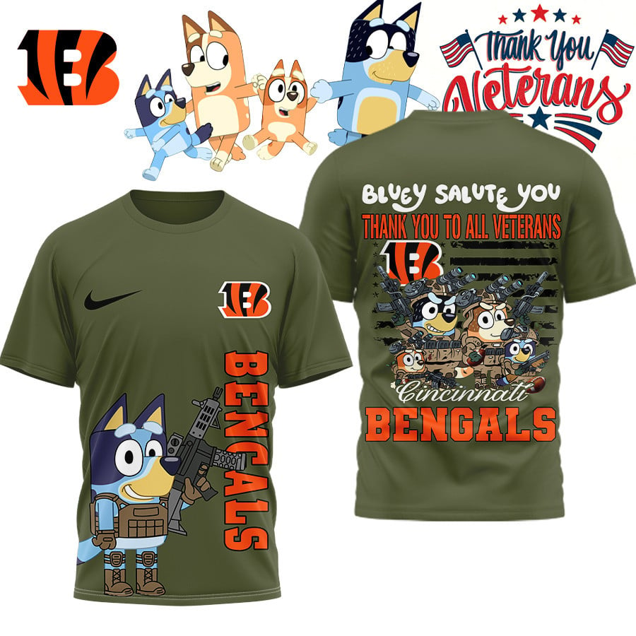 Premium NFL CIN Bluey Salute Veterans T-shirt V2 NMD TTV