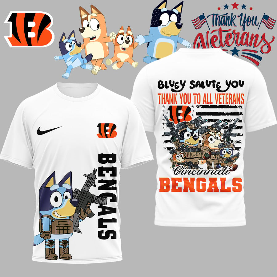 Premium NFL CIN Bluey Salute Veterans T-shirt V2 NMD TTV