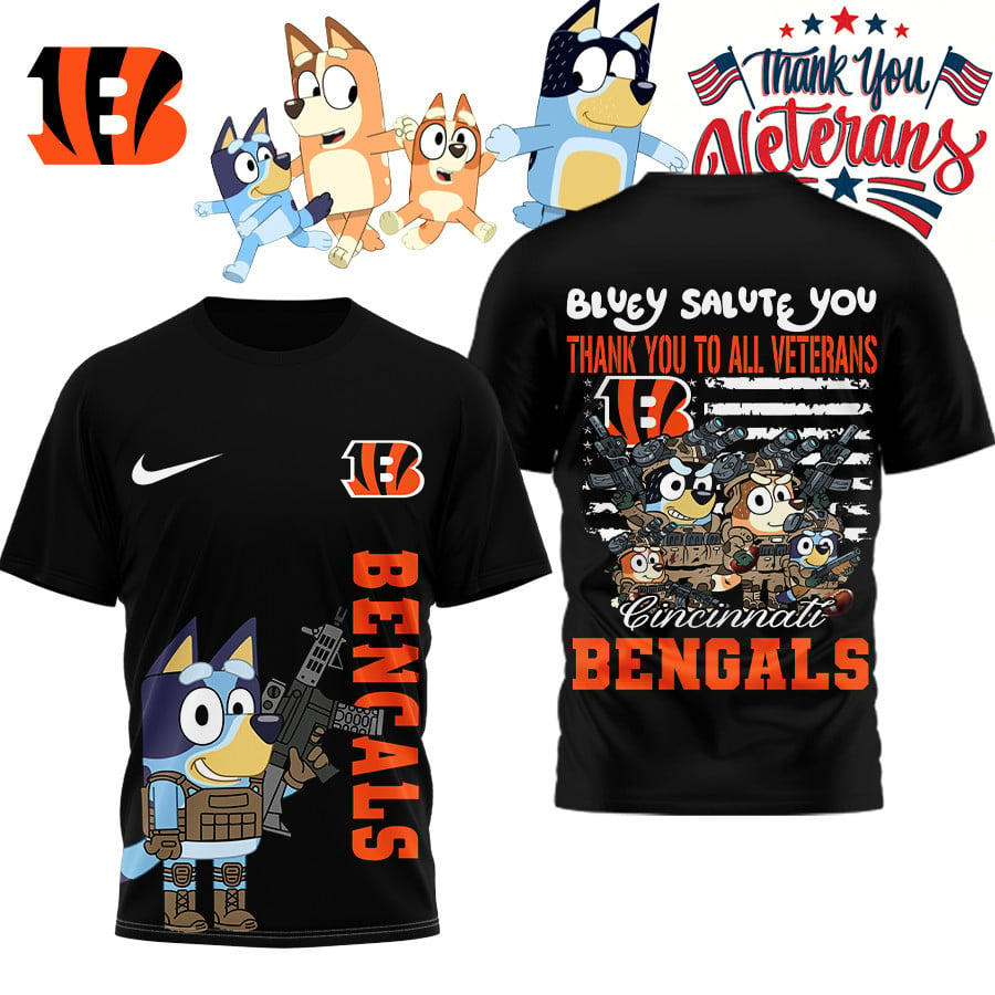 Premium NFL CIN Bluey Salute Veterans T-shirt V2 NMD TTV