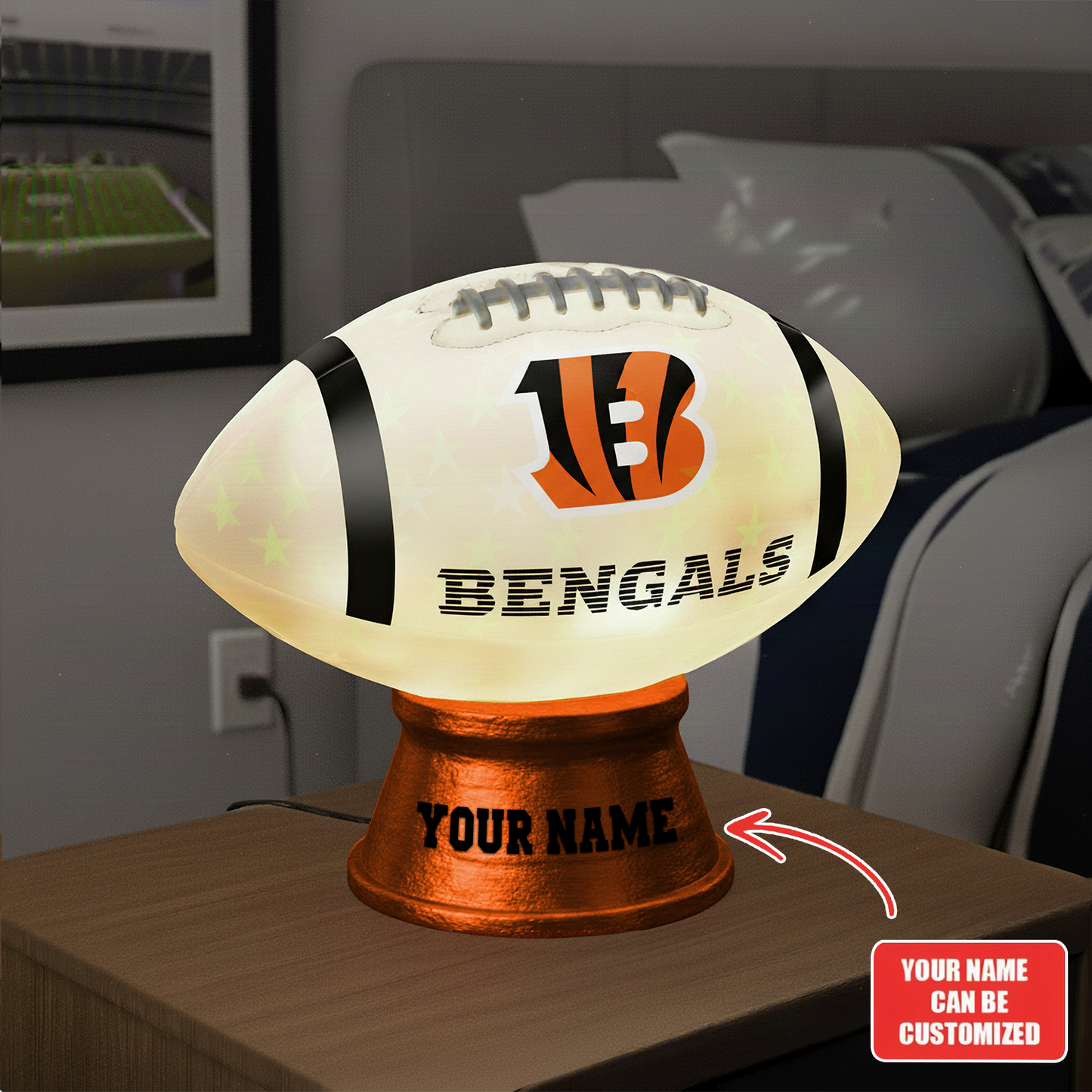 Premium NFL CIN Football Night Light Custom Name V2 NMD TTV
