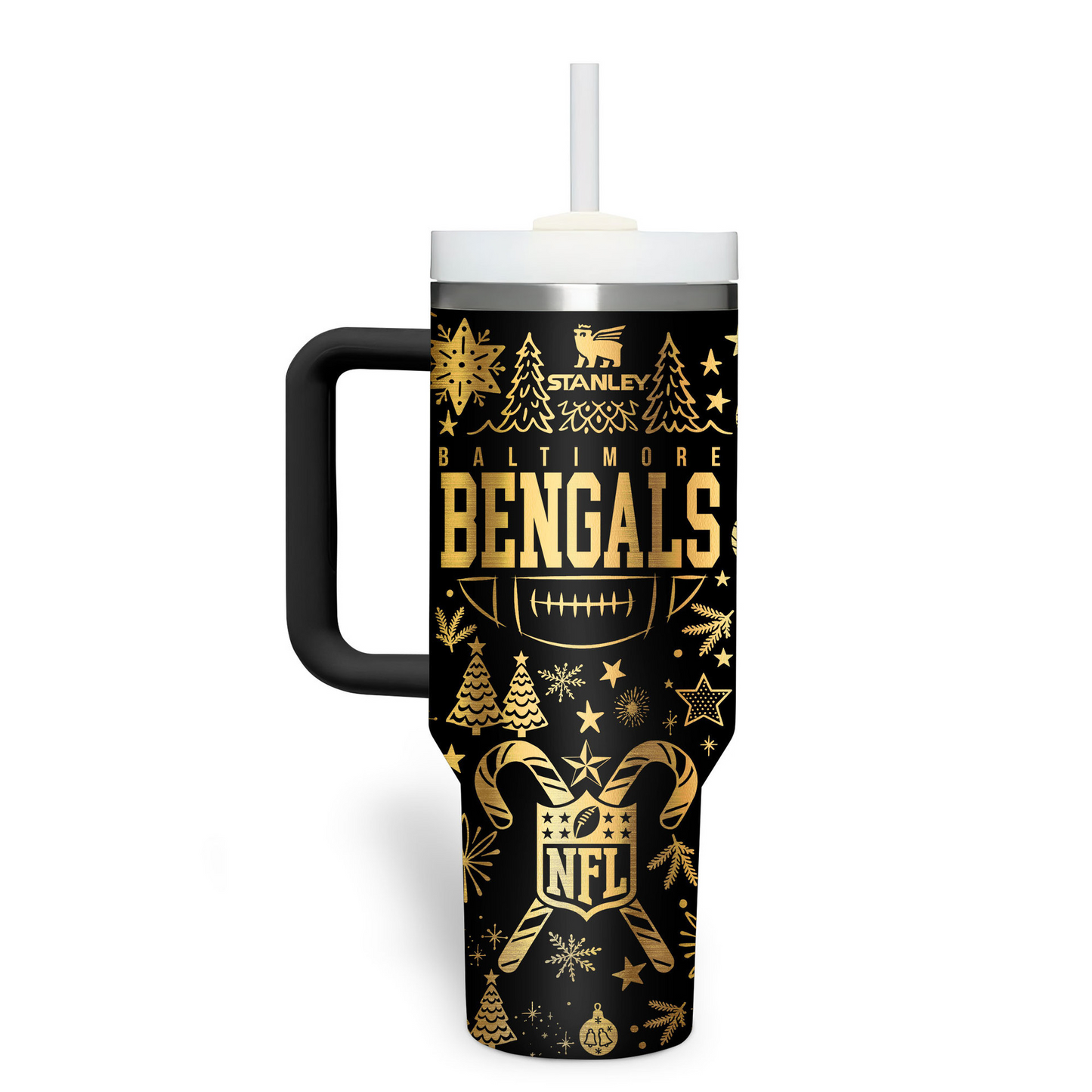 Premium NFL CIN Holiday Gold Tumbler V1 NMD TTV