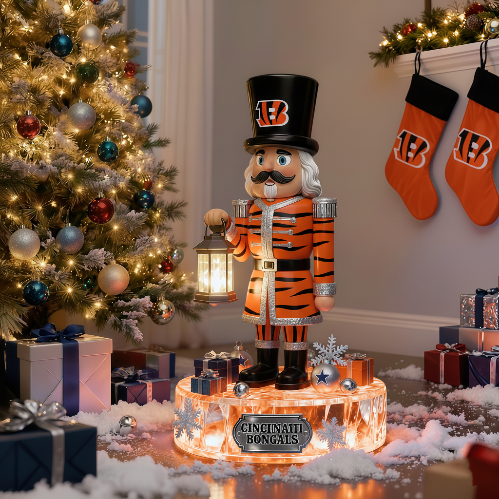 Premium NFL CIN LED Nutcracker Holiday Decor V1 NMD 261125 TTV
