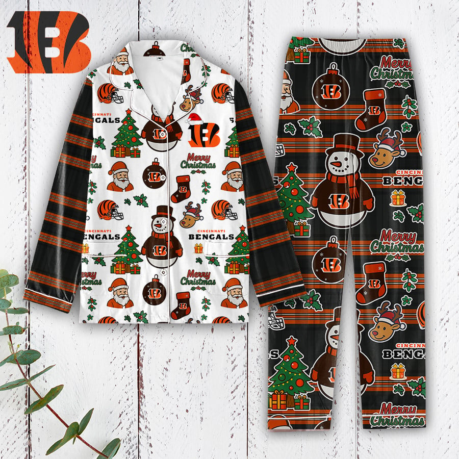 Premium NFL CIN Plaid Button Pajamas Set V1 NMD 291025 TTV