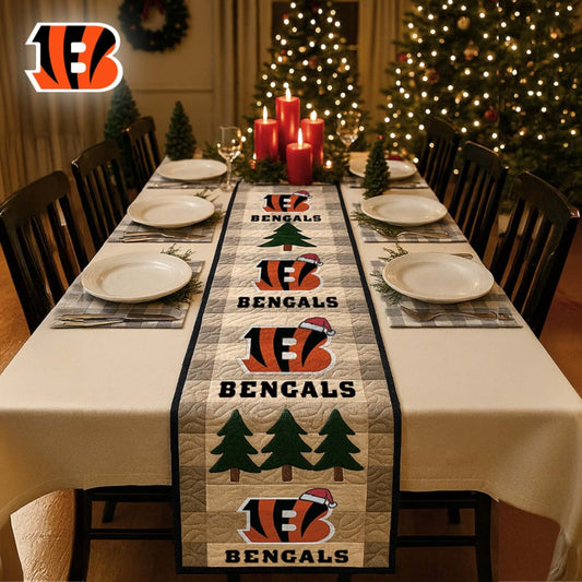 Premium NFL CIN Quilted Christmas Table Runner V1 NMD NHM