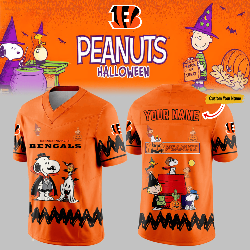 Premium NFL CIN x PEA Halloween V-neck Short Sleeve Jersey V1 NMD TTV