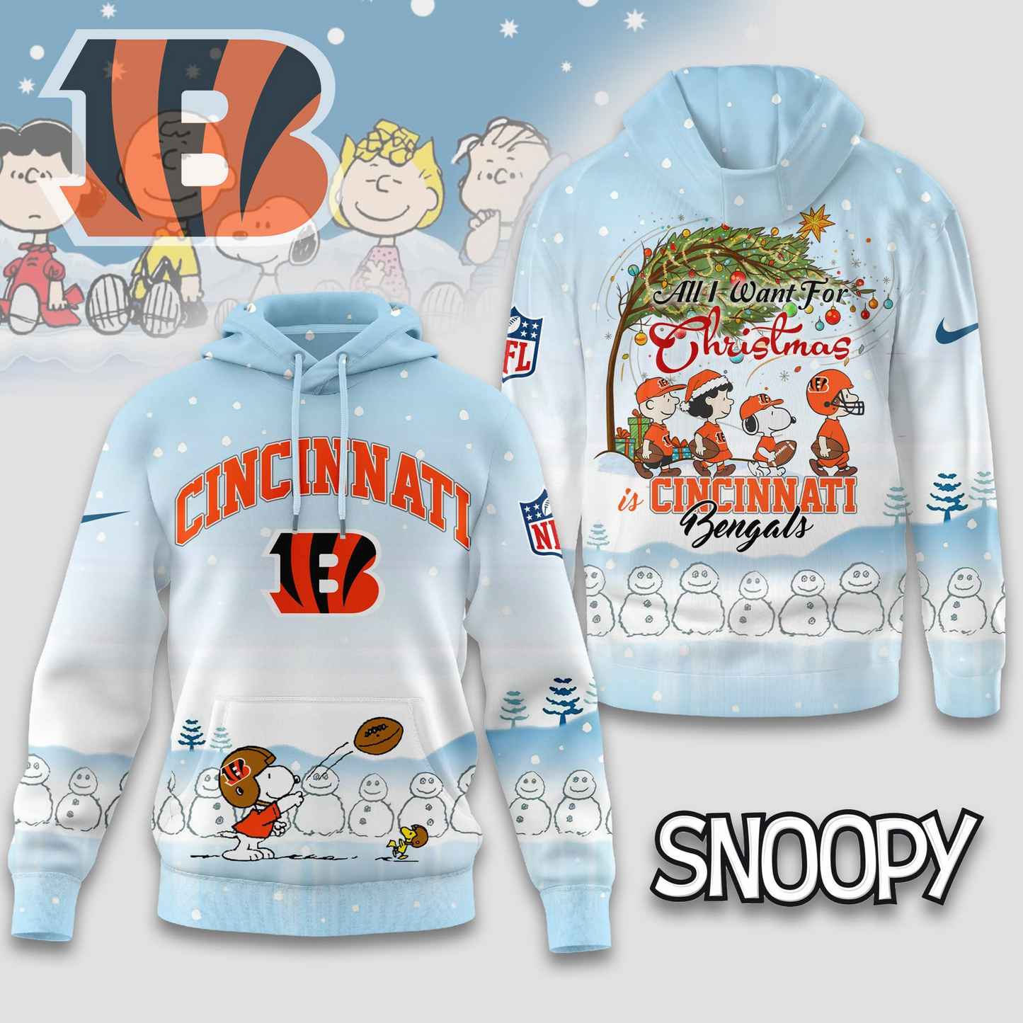 Premium NFL CIN x Peanuts Snow Day Hoodie V3 NMD TTV