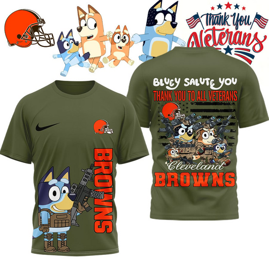 Premium NFL CLE Bluey Salute Veterans T-shirt V2 NMD TTV