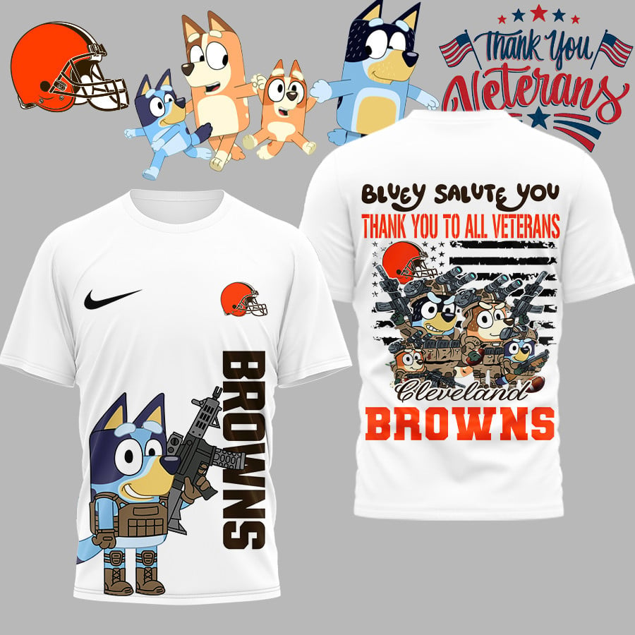 Premium NFL CLE Bluey Salute Veterans T-shirt V2 NMD TTV