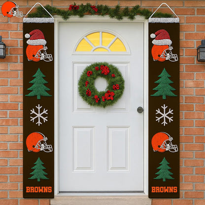 Premium NFL CLE Christmas Merry Christmas Porch Sign V1 NMD NHM