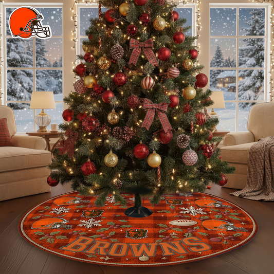 Premium NFL CLE Christmas Tree Skirt V1 NMD TTV