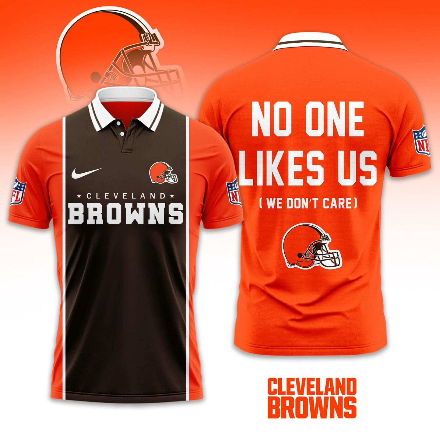 Premium NFL CLE No One Likes Us Polo Shirt V1 NMD TTV