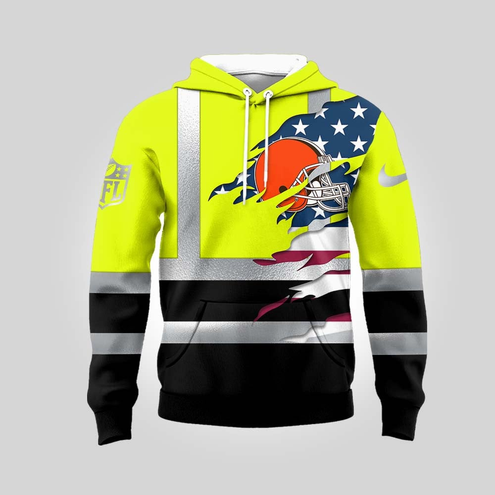 Premium NFL CLE Patriotic Safety Hoodie V1 NMD TTV