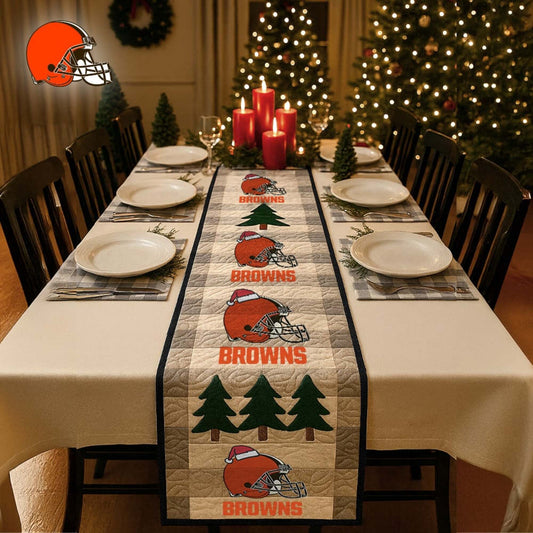 Premium NFL CLE Quilted Christmas Table Runner V1 NMD NHM