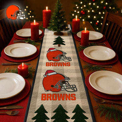 Premium NFL CLE Quilted Christmas Table Runner V1 NMD NHM