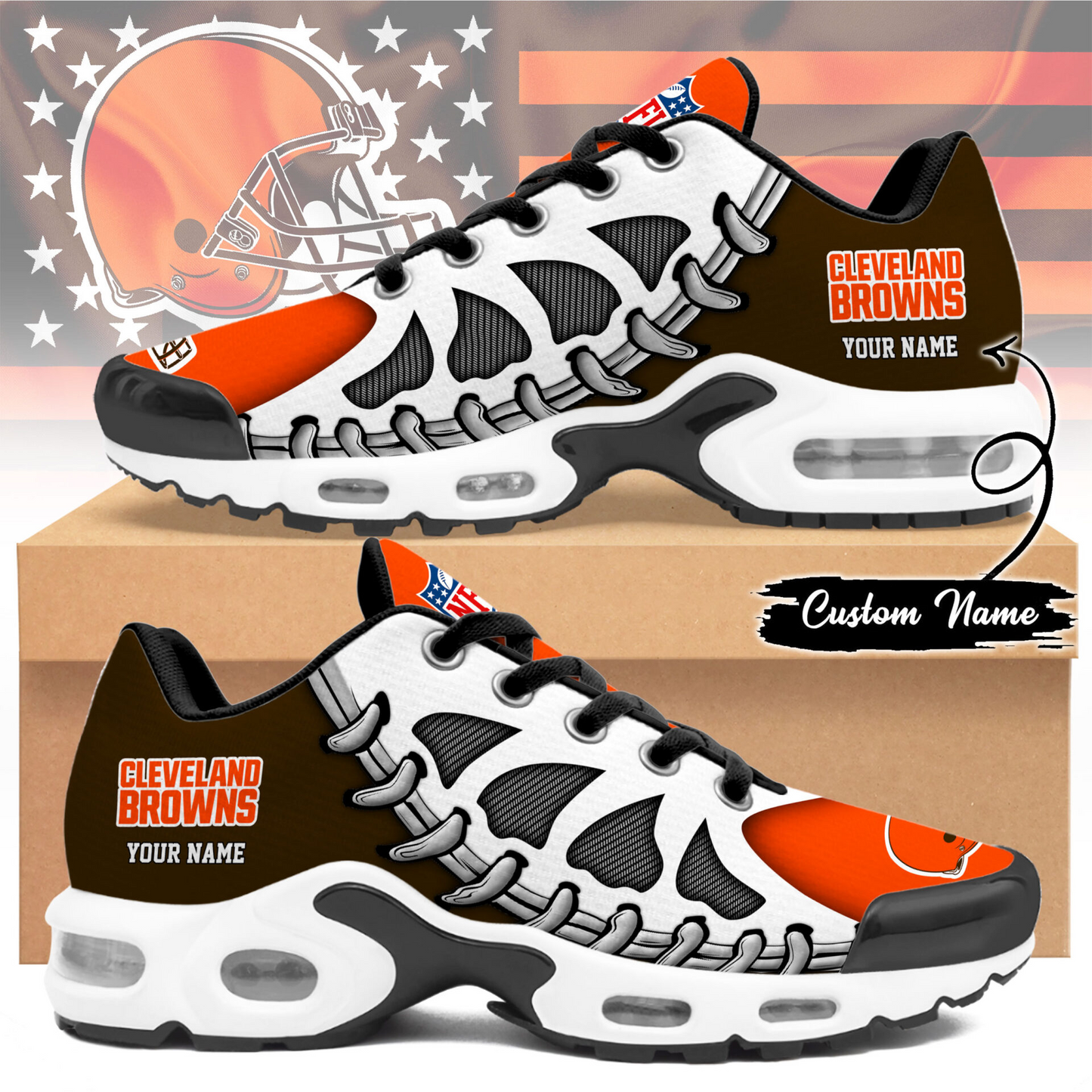 Premium NFL CLE Spine Rush Air Max Sneaker V4 NMD  TTV