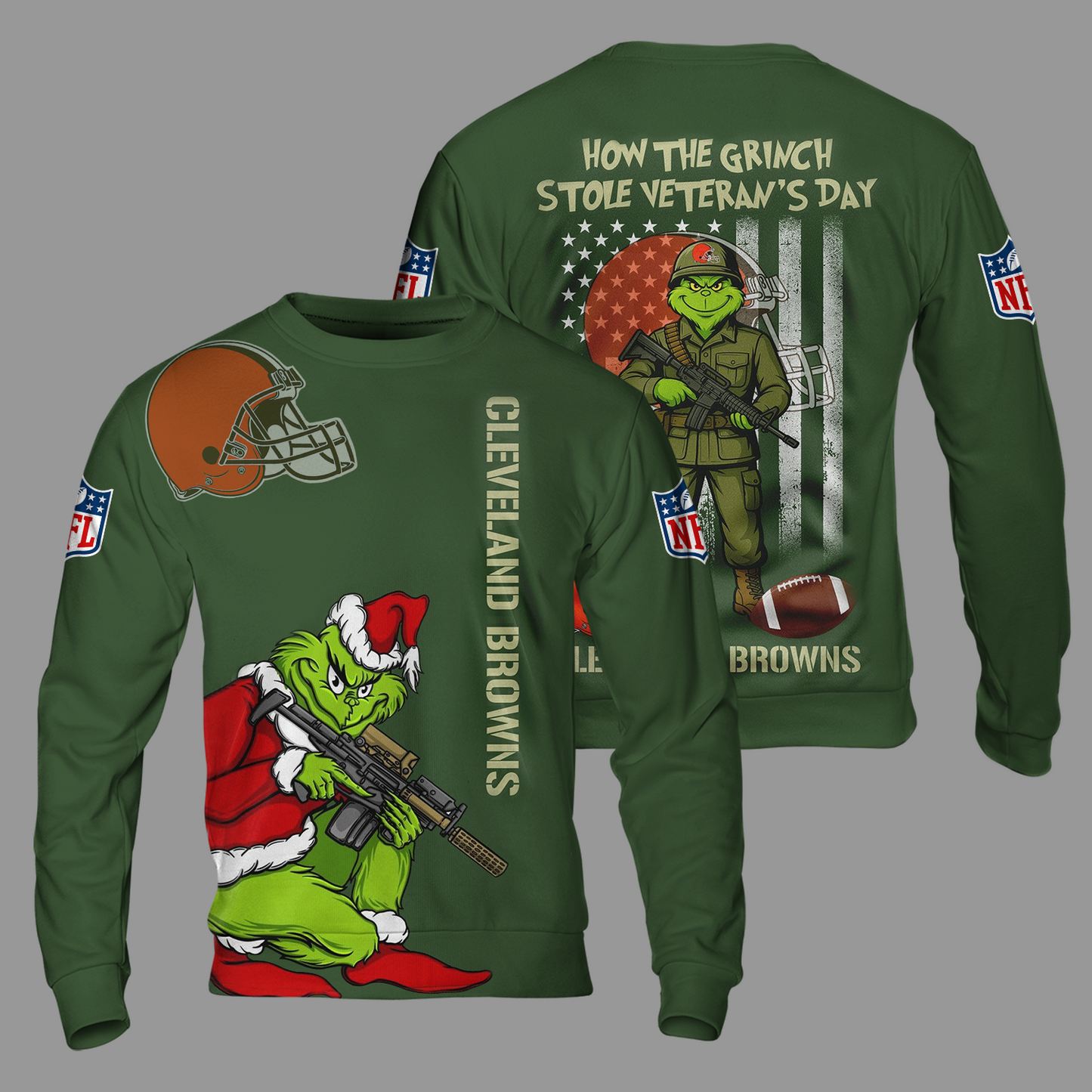 Premium NFL CLE The Grinch Salute Veterans Shirt V1 NMD 311025 TTV