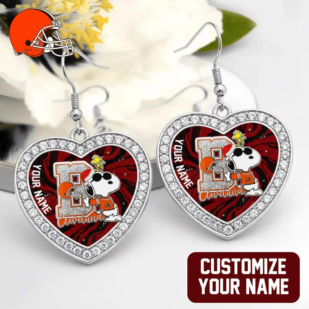 Premium NFL CLE x SNP Custom Heart Earrings V1 NMD TTV
