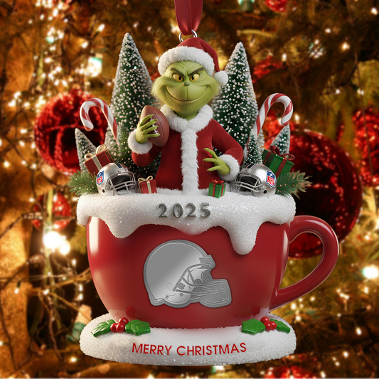 Premium NFL CLE x The Grinch Christmas Ornament V2 NMD TTV