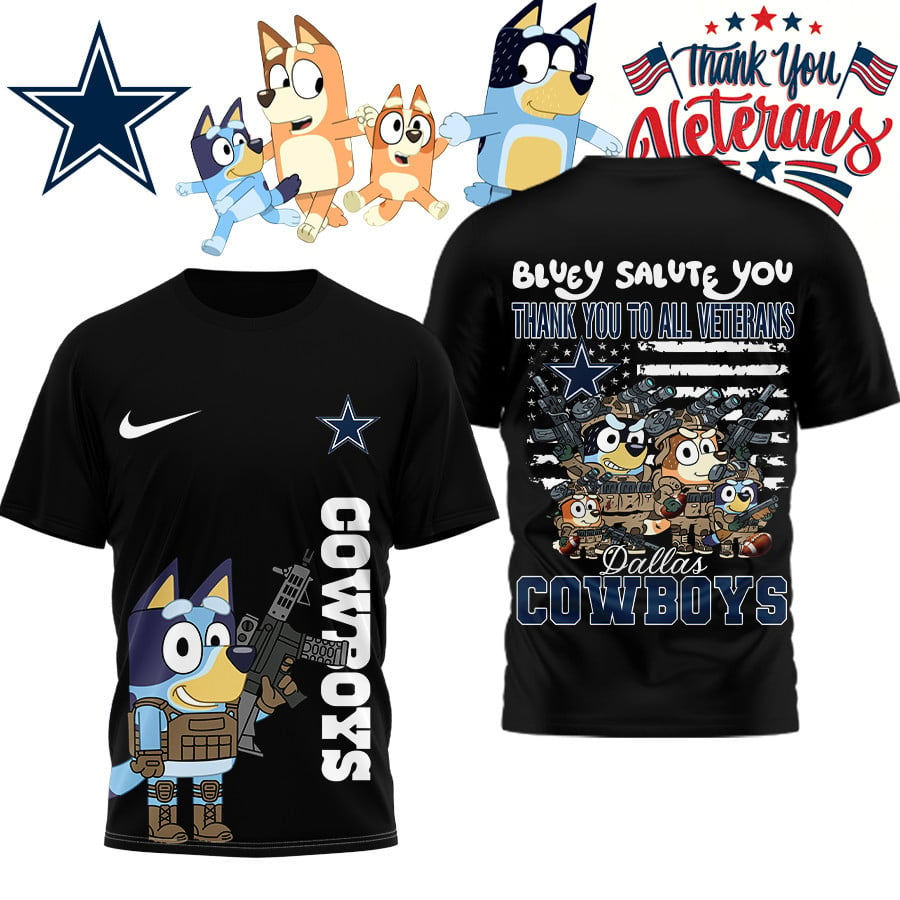 Premium NFL DAL Bluey Salute Veterans T-shirt V2 NMD TTV
