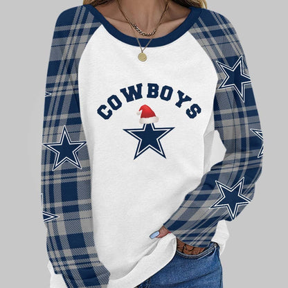 Premium NFL DAL Cozy Round Neck Raglan Sleeve Sweatshirt V1 NMD NHM