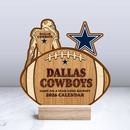 Premium NFL DAL Football Shaped 2026 Calendar V1 NMD TTV