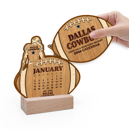 Premium NFL DAL Football Shaped 2026 Calendar V1 NMD TTV