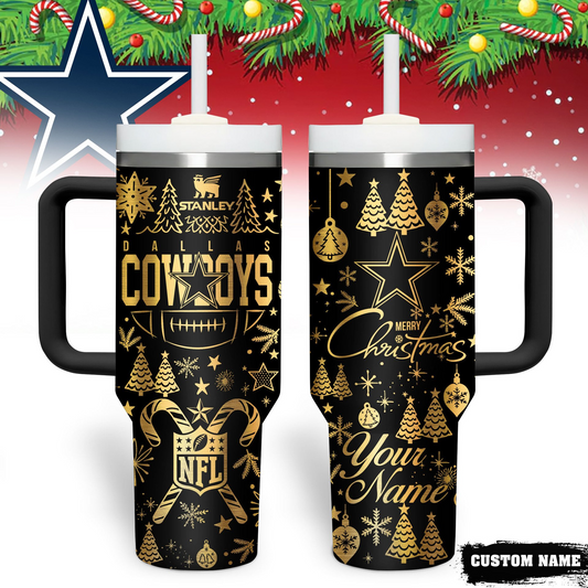 Premium NFL DAL Holiday Gold Tumbler V1 NMD TTV