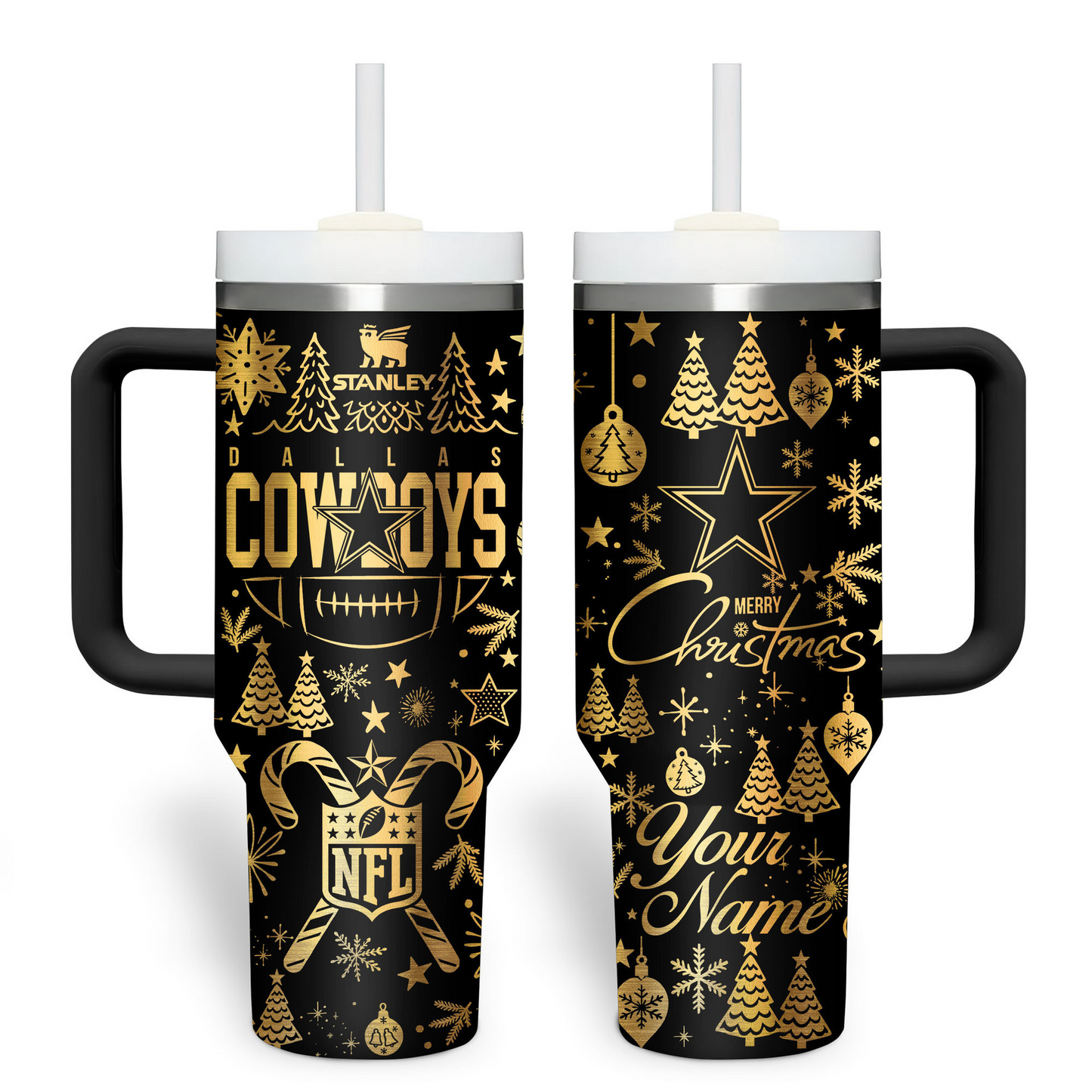 Premium NFL DAL Holiday Gold Tumbler V1 NMD TTV