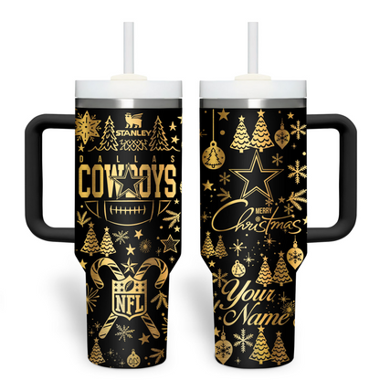 Premium NFL DAL Holiday Gold Tumbler V1 NMD TTV