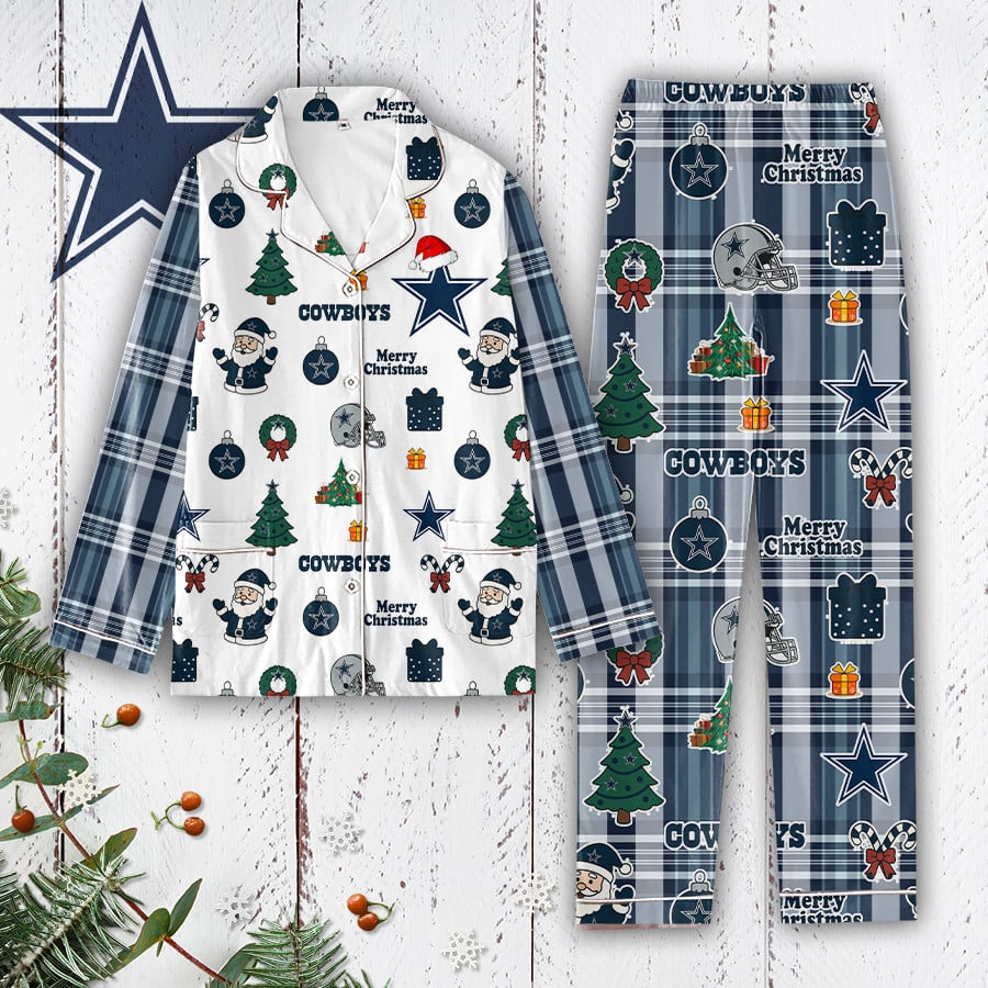 Premium NFL DAL Plaid Button Pajamas Set V1 NMD 291025 TTV
