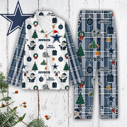 Premium NFL DAL Plaid Button Pajamas Set V1 NMD 291025 TTV