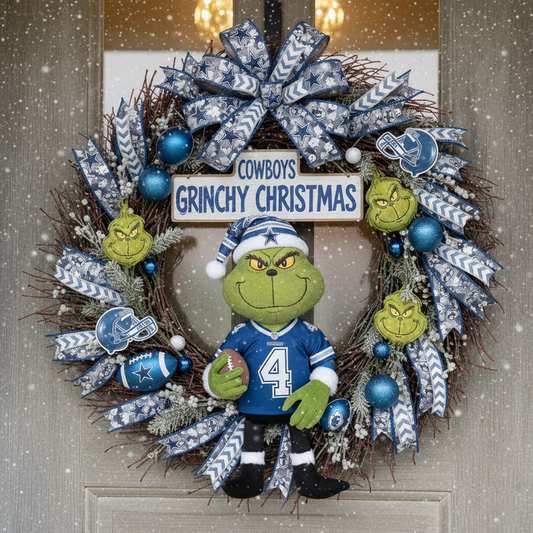 Premium NFL DAL x Grinch Holiday Door Wreath V1 NMD TTV