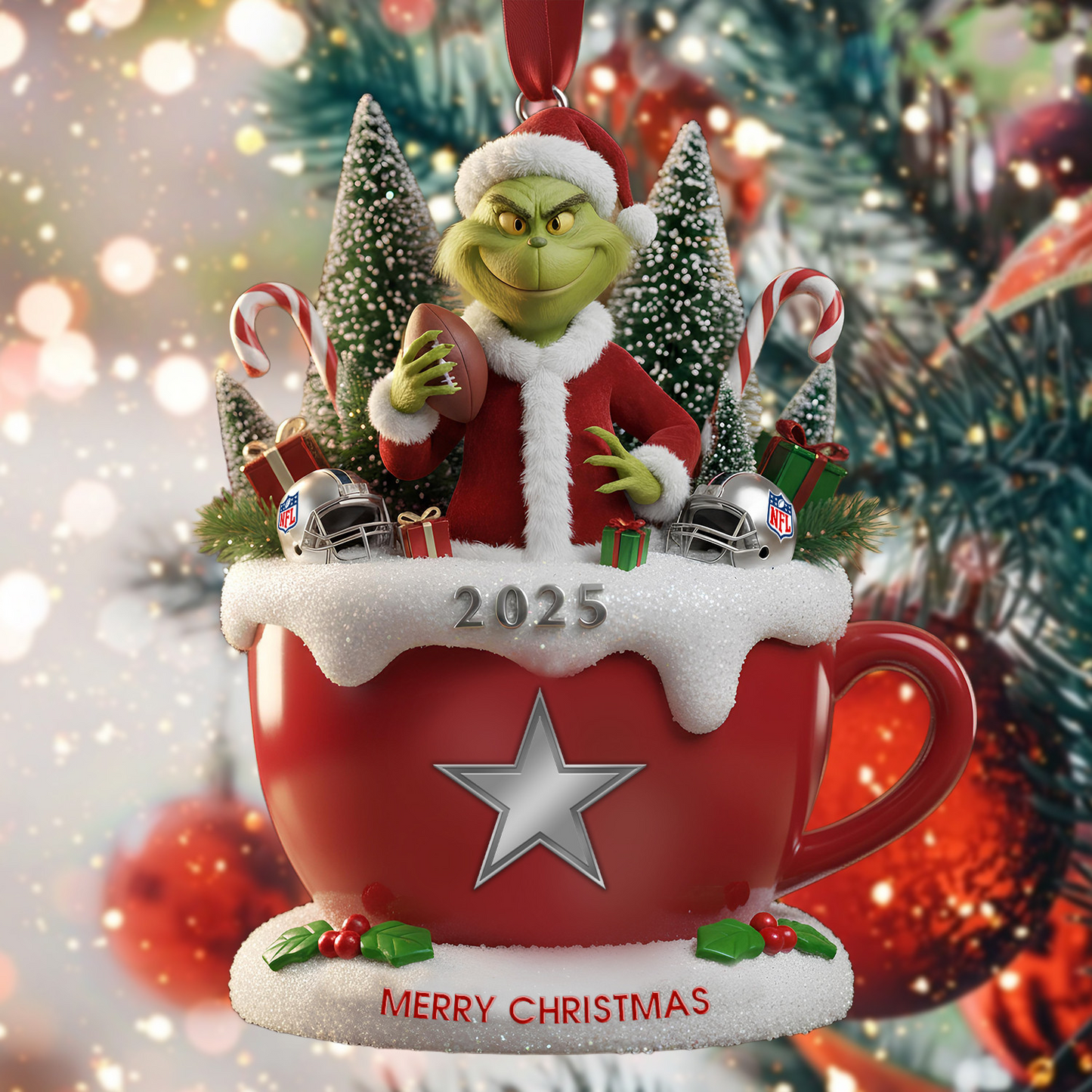 Premium NFL DAL x The Grinch Christmas Ornament V2 NMD TTV