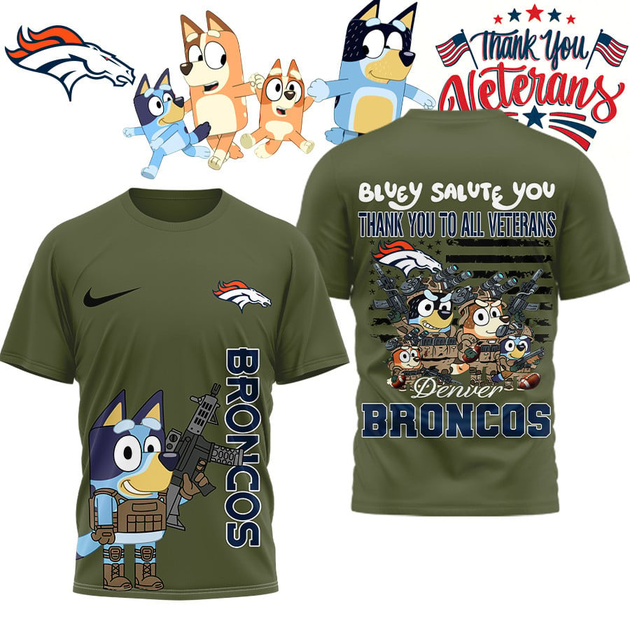 Premium NFL DEN Bluey Salute Veterans T-shirt V2 NMD TTV