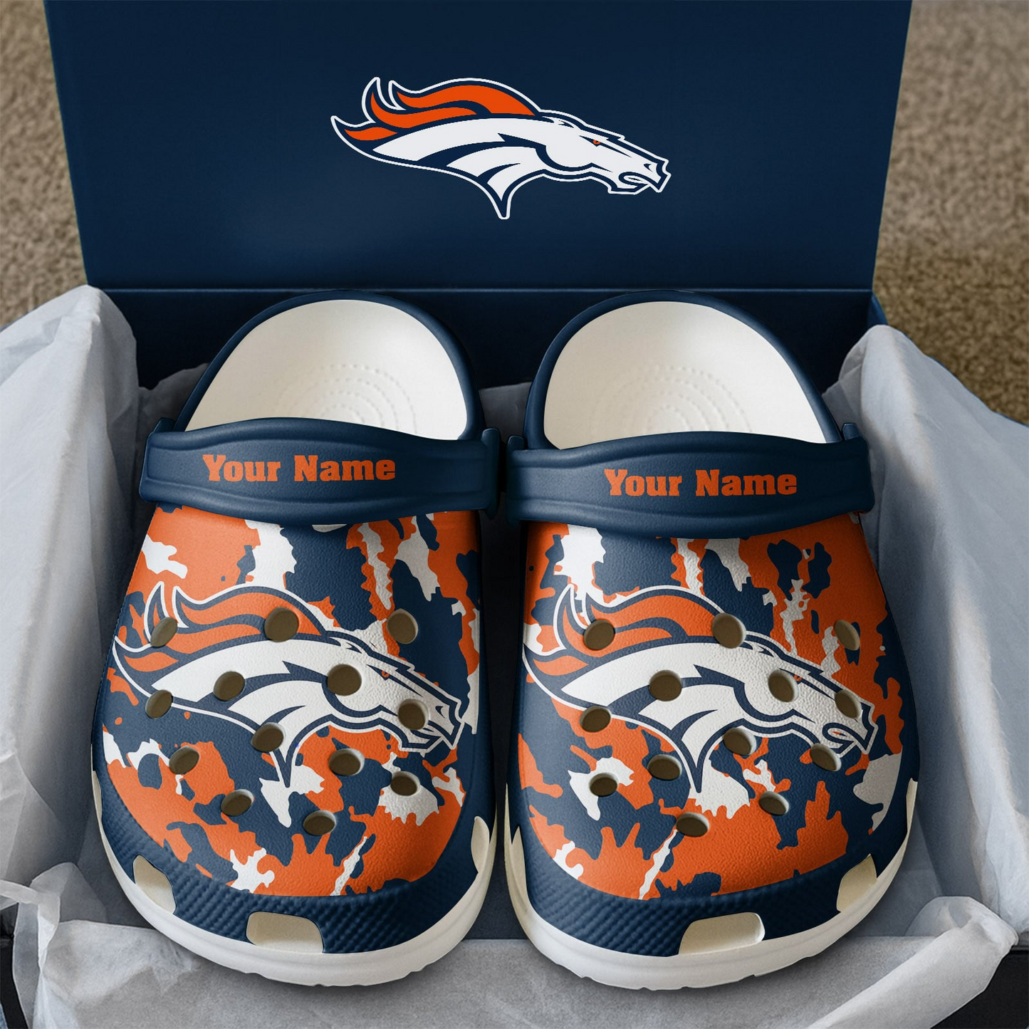 Premium NFL DEN Camo CLogs V1 NMD TTV